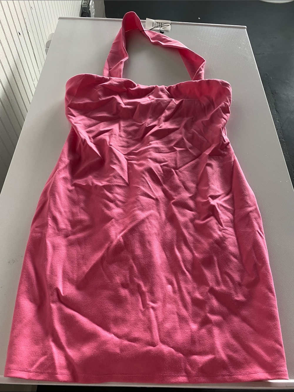 Lovers + Friends Hot Pink Knit Halter Slip Dress. Size large-runs small.